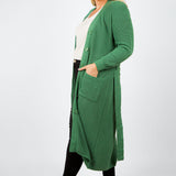 COTTON / CASHMERE BELTED RIBBED LONG CARDIGAN - AMOUR781
