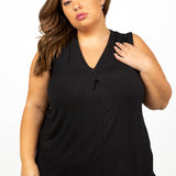 SLEEVELESS V-NECK WITH TUCKS plus-size - AMOUR781
