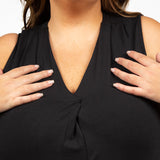 SLEEVELESS V-NECK WITH TUCKS plus-size - AMOUR781