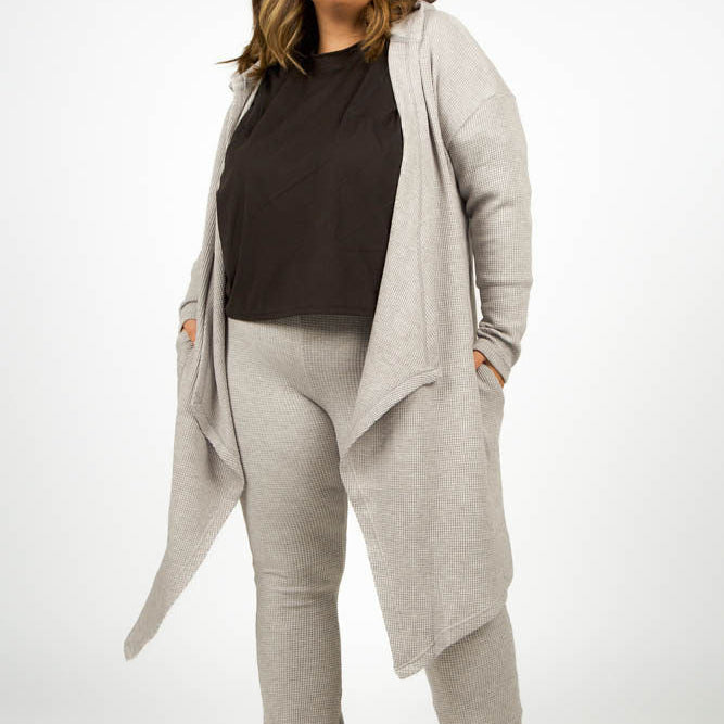 WAFFLE KNIT HOODIE plus-size - AMOUR781