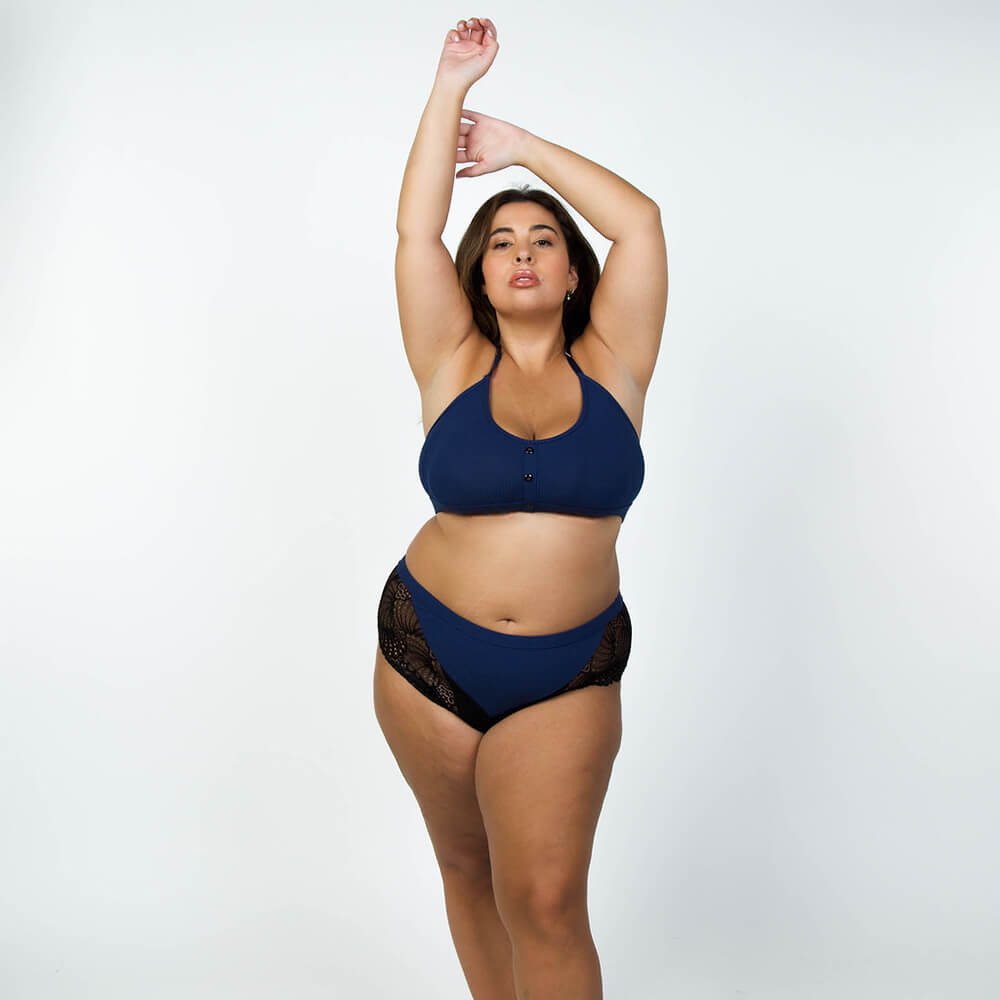 CLARIBEL LACE RIBBED BRALETTE & BOYSHORT SET plus-size - AMOUR781