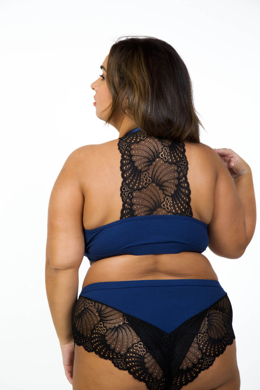 CLARIBEL LACE RIBBED BRALETTE & BOYSHORT SET plus-size - AMOUR781