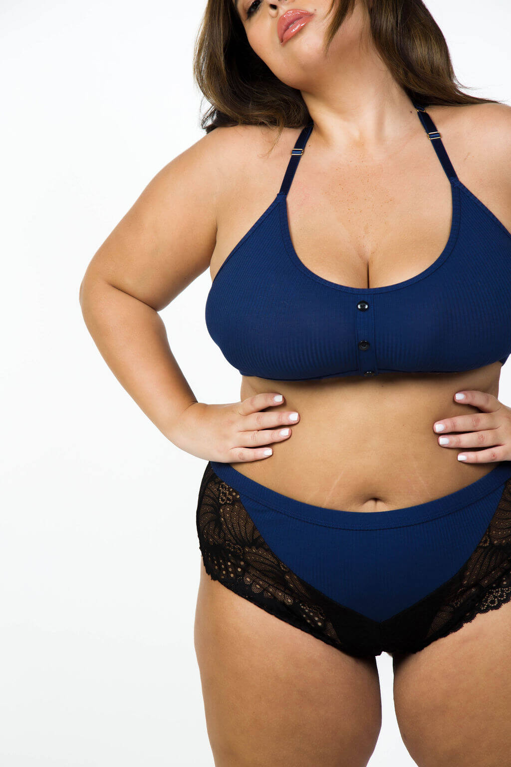 CLARIBEL LACE RIBBED BRALETTE & BOYSHORT SET plus-size - AMOUR781