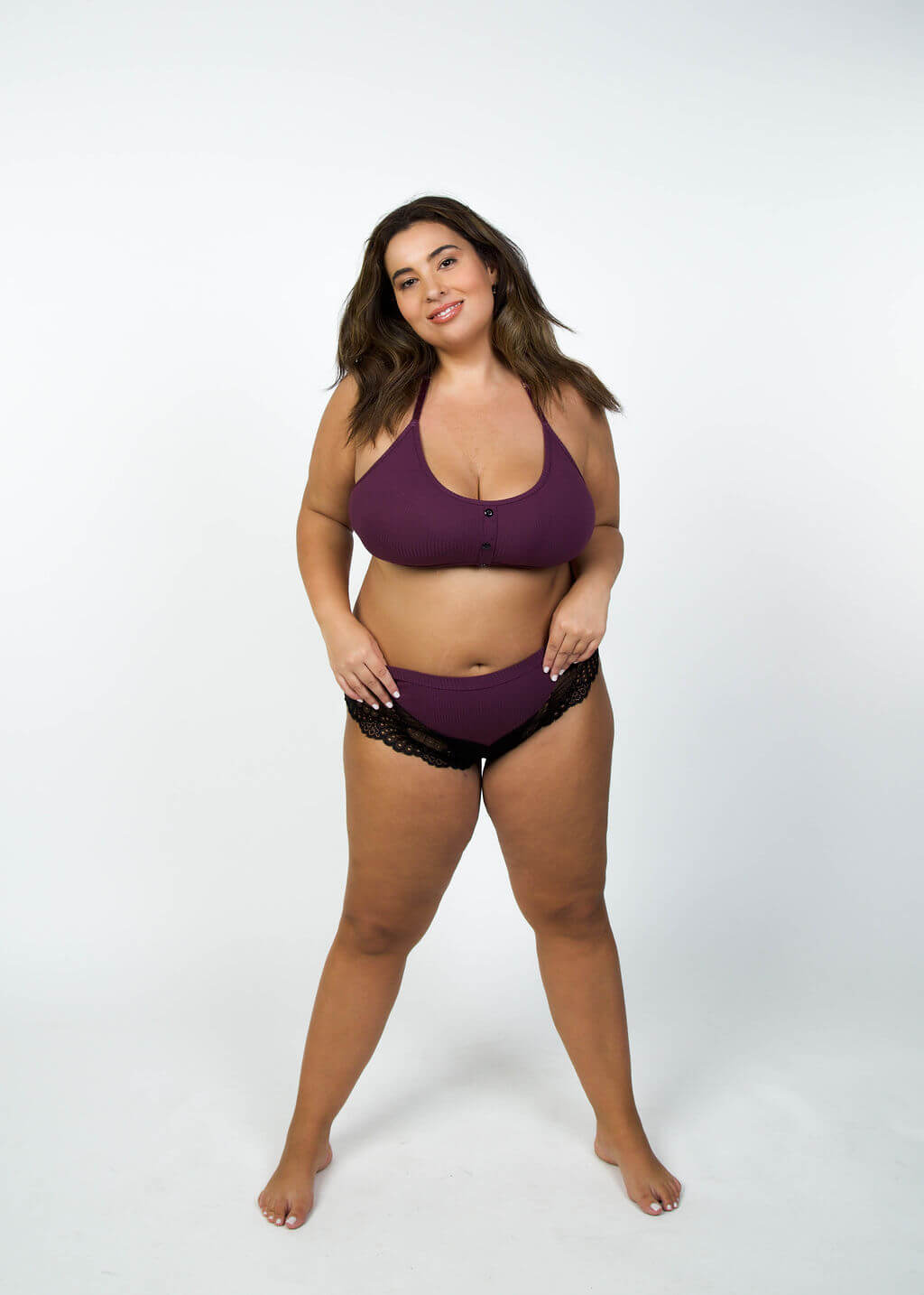 CLARIBEL LACE RIBBED BRALETTE & BOYSHORT SET plus-size - AMOUR781