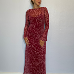 Burgundy Deer Aria Mesh Dress plus-size - AMOUR781
