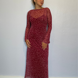 Burgundy Deer Aria Mesh Dress plus-size - AMOUR781