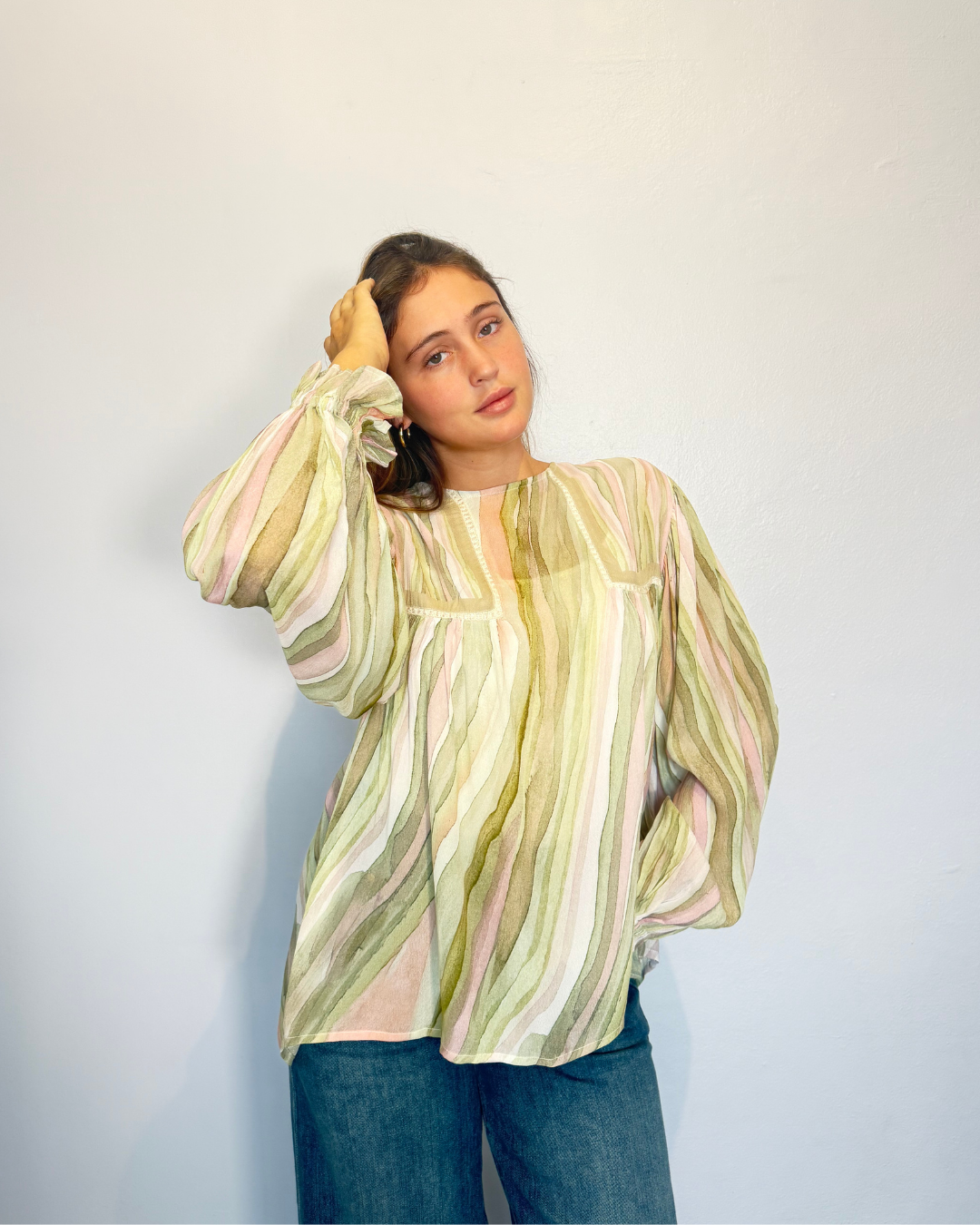 TIARA TOP- Pink and Green plus-size - AMOUR781