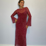 Burgundy Deer Aria Mesh Dress plus-size - AMOUR781