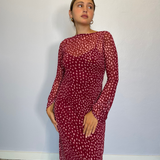 Burgundy Deer Aria Mesh Dress plus-size - AMOUR781
