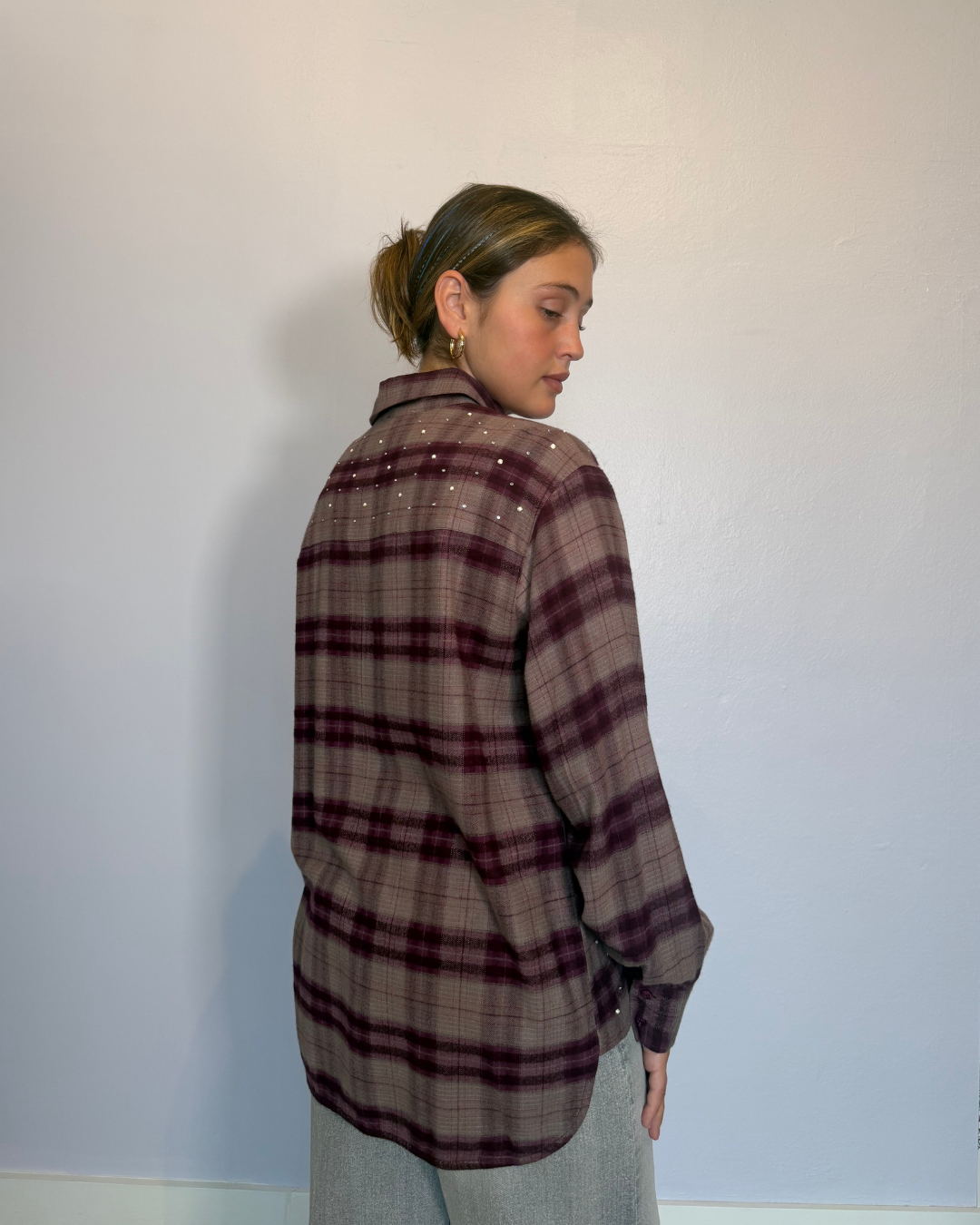 Grey and burgundy Check plus-size - AMOUR781