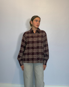 Grey and burgundy Check plus-size - AMOUR781