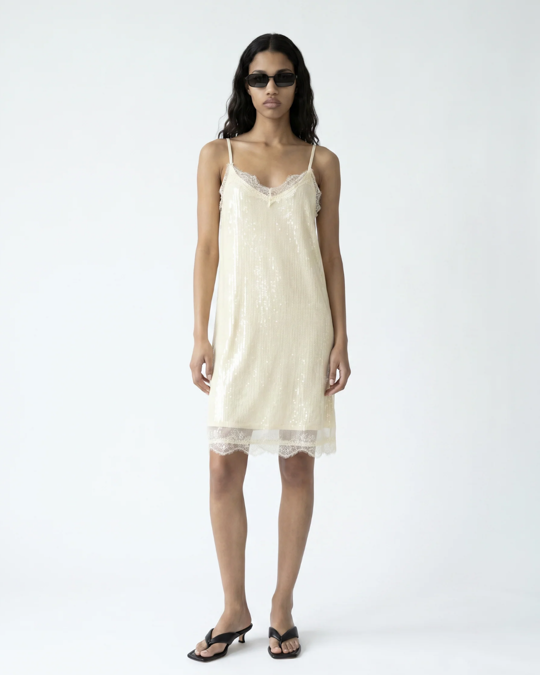 Lace Trim Sequin Dress plus-size - AMOUR781