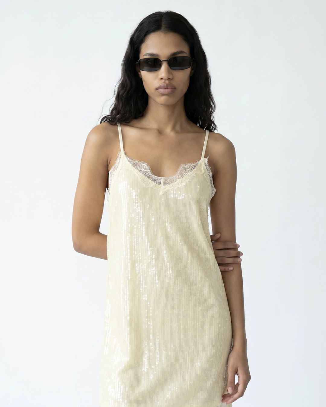 Lace Trim Sequin Dress plus-size - AMOUR781