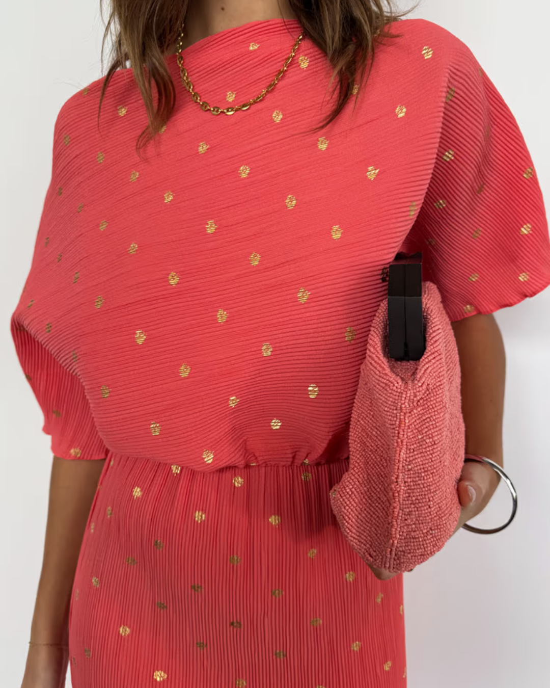 Coral Plisse Tilly Dress plus-size - AMOUR781