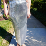 Silver Sequin Skirt plus-size - AMOUR781