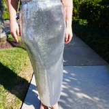 Silver Sequin Skirt plus-size - AMOUR781