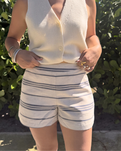 Woven Striped shorts plus-size - AMOUR781