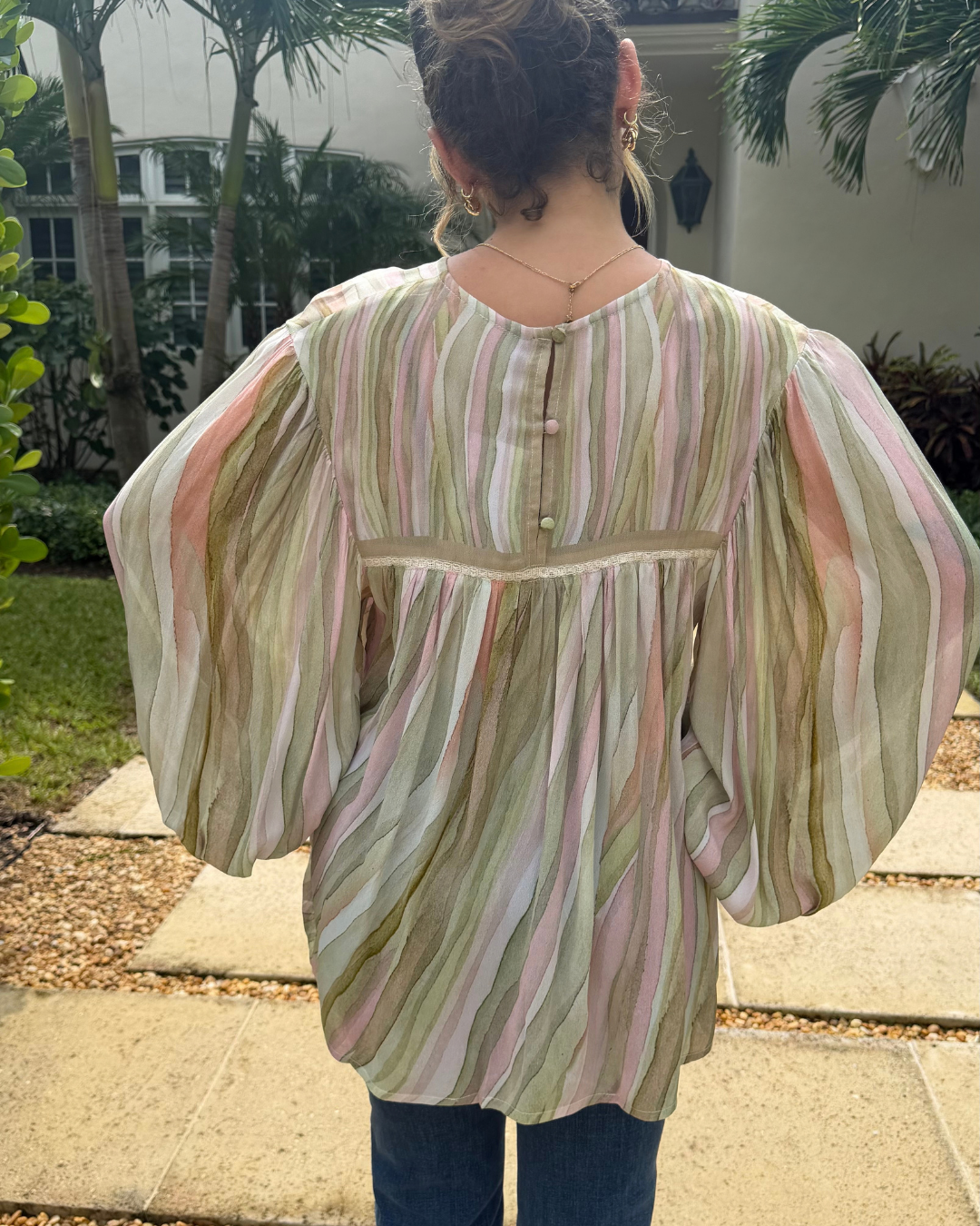 TIARA TOP- Pink and Green plus-size - AMOUR781