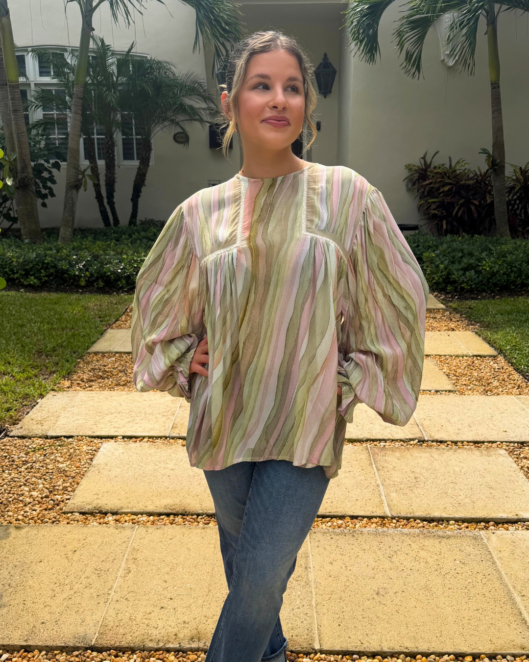 TIARA TOP- Pink and Green plus-size - AMOUR781