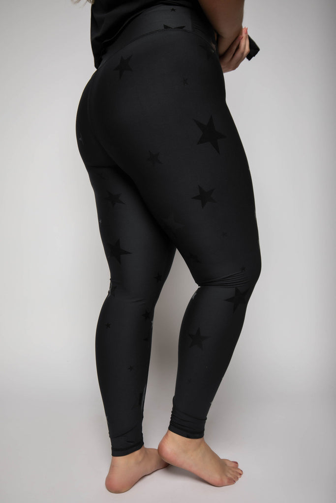 BLACK STAR FOIL HIGH WAISTED LEGGINGS Designed by Mono B