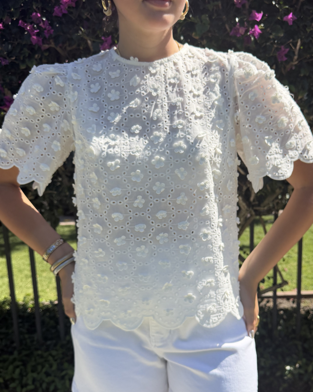 Scalloped short sleeve top plus-size - AMOUR781