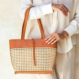 RATTAN CANE WEAVE TOTE BAG plus-size - AMOUR781