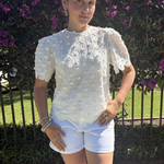 Scalloped short sleeve top plus-size - AMOUR781