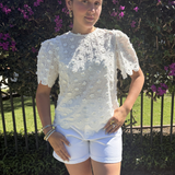 Scalloped short sleeve top plus-size - AMOUR781
