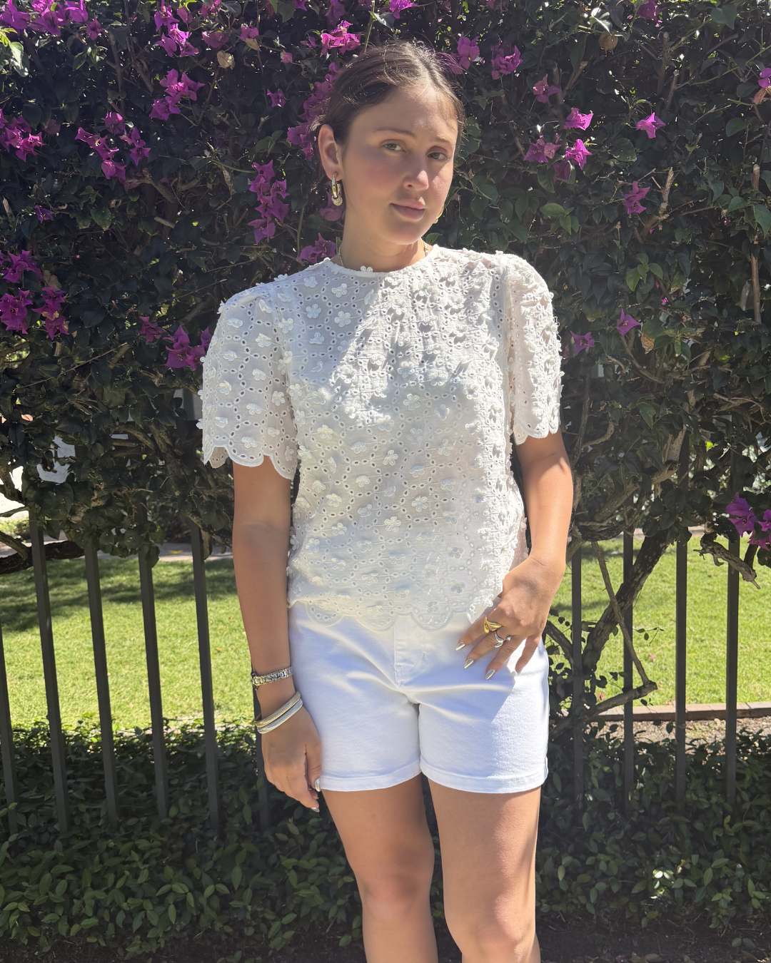 Scalloped short sleeve top plus-size - AMOUR781
