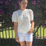 Scalloped short sleeve top plus-size - AMOUR781