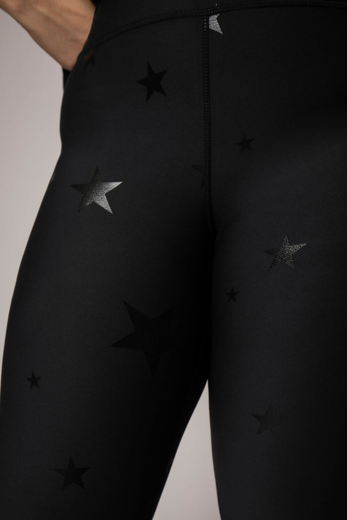 BLACK STAR FOIL HIGH WAISTED LEGGINGS Designed by Mono B