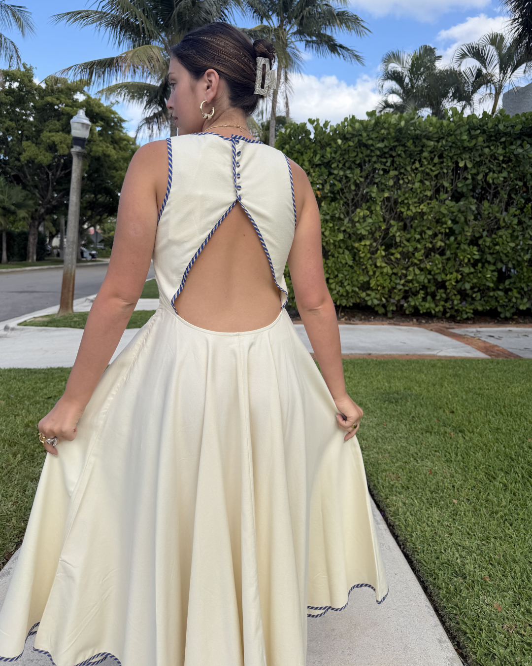 Open Back Midi Swing Dress plus-size - AMOUR781