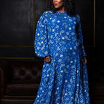 BLUE RUNNING PAISLEY BIBI DRESS plus-size - AMOUR781