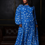 BLUE RUNNING PAISLEY BIBI DRESS plus-size - AMOUR781