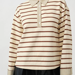 STRIPED POLO TOP WITH CONTRAST COLLAR plus-size - AMOUR781