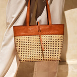 RATTAN CANE WEAVE TOTE BAG plus-size - AMOUR781