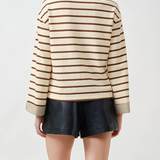 STRIPED POLO TOP WITH CONTRAST COLLAR plus-size - AMOUR781