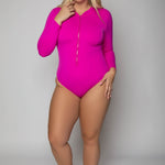 COMPRESSION LONG SLEEVE SWIMSUIT plus-size - AMOUR781