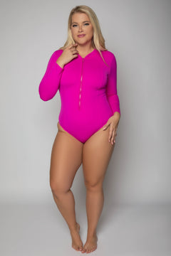 COMPRESSION LONG SLEEVE SWIMSUIT plus-size - AMOUR781