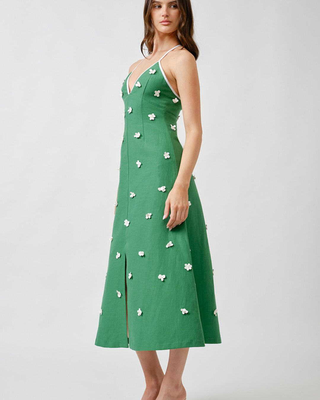 A LINE MIDI DRESS WITH SEQUIN FLOWER EMBELLISHMENT plus-size - AMOUR781