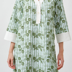 FLOWER EMBROIDERED STRIPE MINI TUNIC DRESS plus-size - AMOUR781