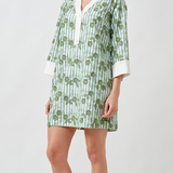 FLOWER EMBROIDERED STRIPE MINI TUNIC DRESS plus-size - AMOUR781