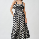 IKAT DOTTED SMOCKED MIDI DRESS plus-size - AMOUR781