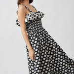 IKAT DOTTED SMOCKED MIDI DRESS plus-size - AMOUR781