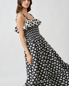 IKAT DOTTED SMOCKED MIDI DRESS plus-size - AMOUR781