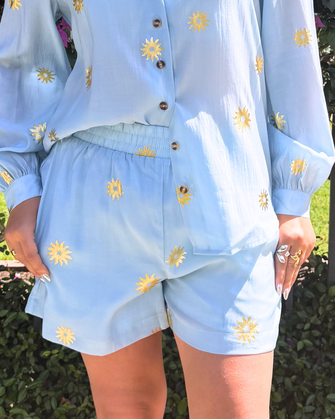Ice Blue Sun Elissa Shorts plus-size - AMOUR781