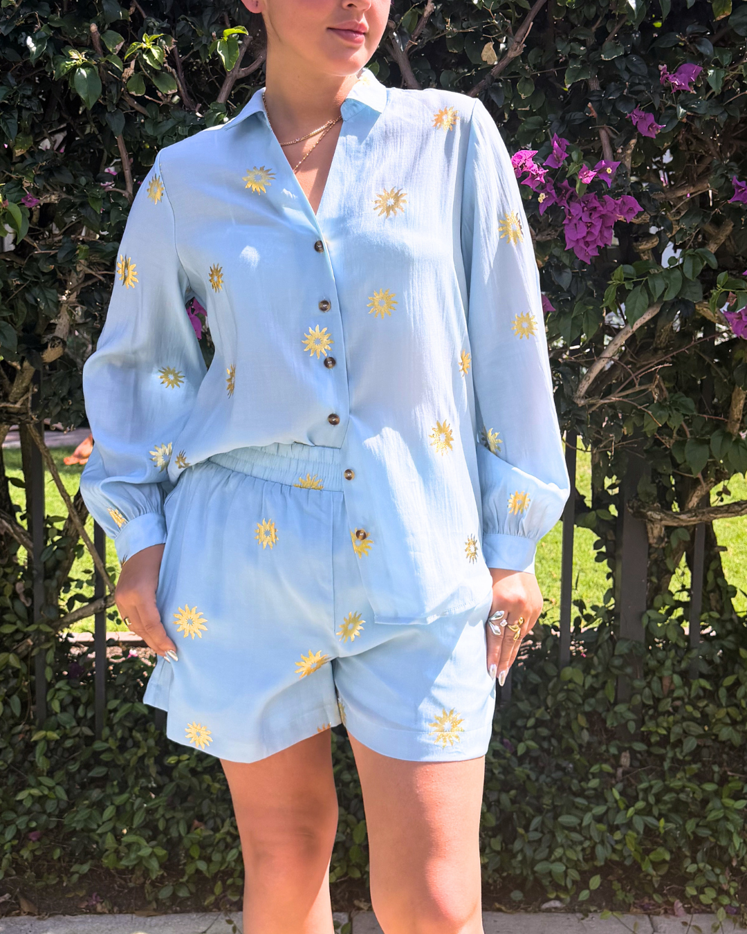 Ice Blue Sun Miley Shirt plus-size - AMOUR781