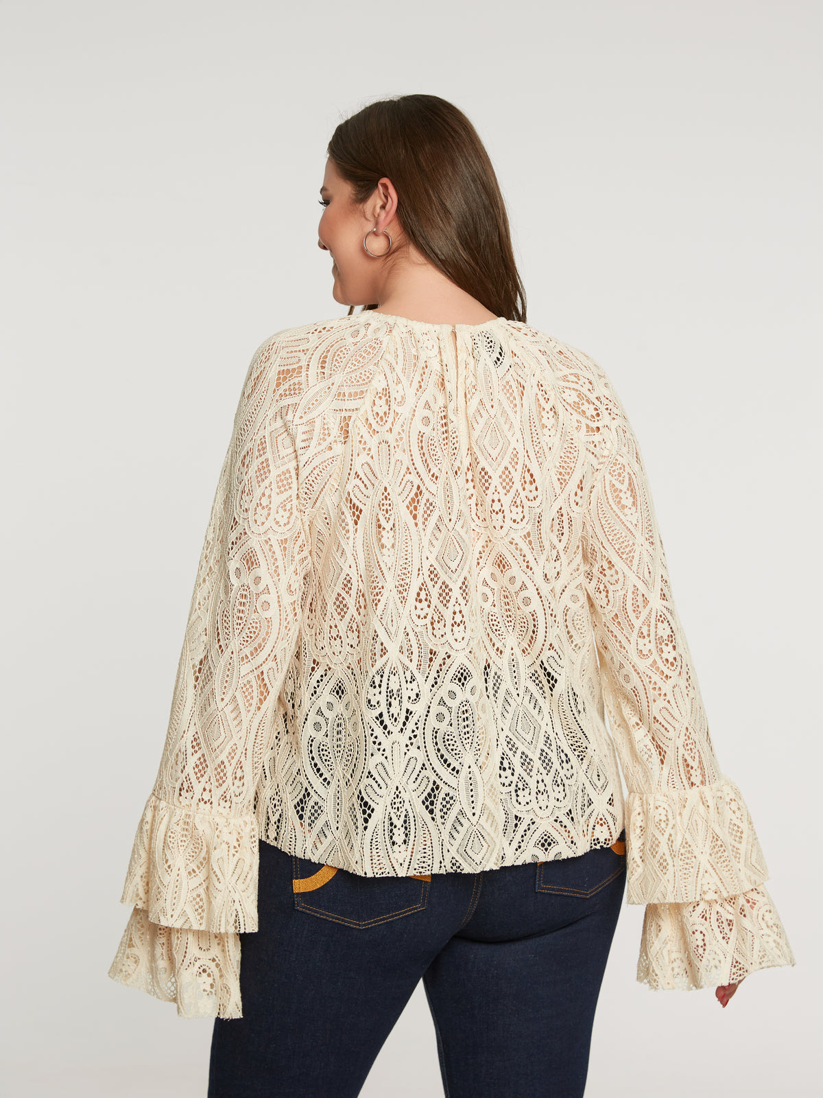 LACEY TIERED LONG SLEEVE BLOUSE plus-size - AMOUR781
