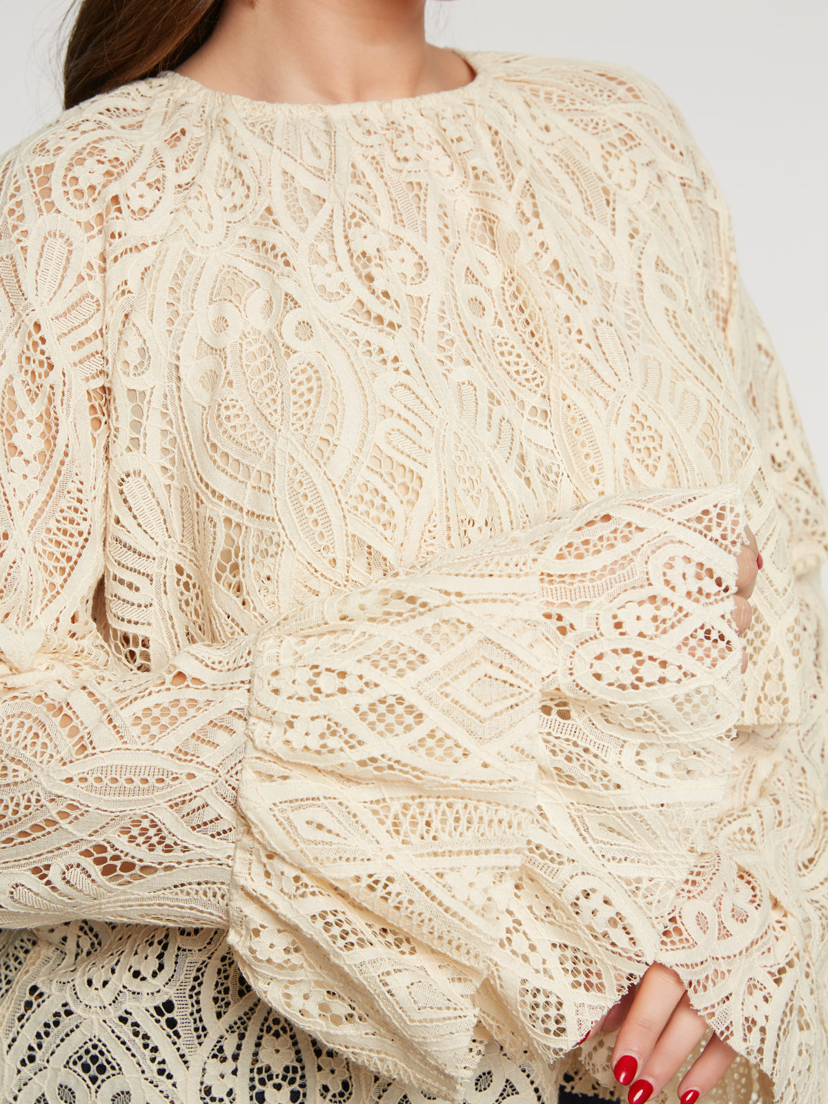 LACEY TIERED LONG SLEEVE BLOUSE plus-size - AMOUR781