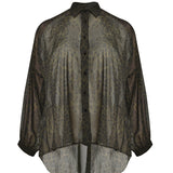 SHEER GREEN LEOPARD BUTTON UP plus-size - AMOUR781